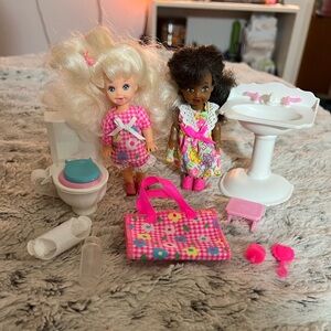 Vintage 1996 Mattel Potty Training Kelly New Baby Sister of Barbie Set EUC